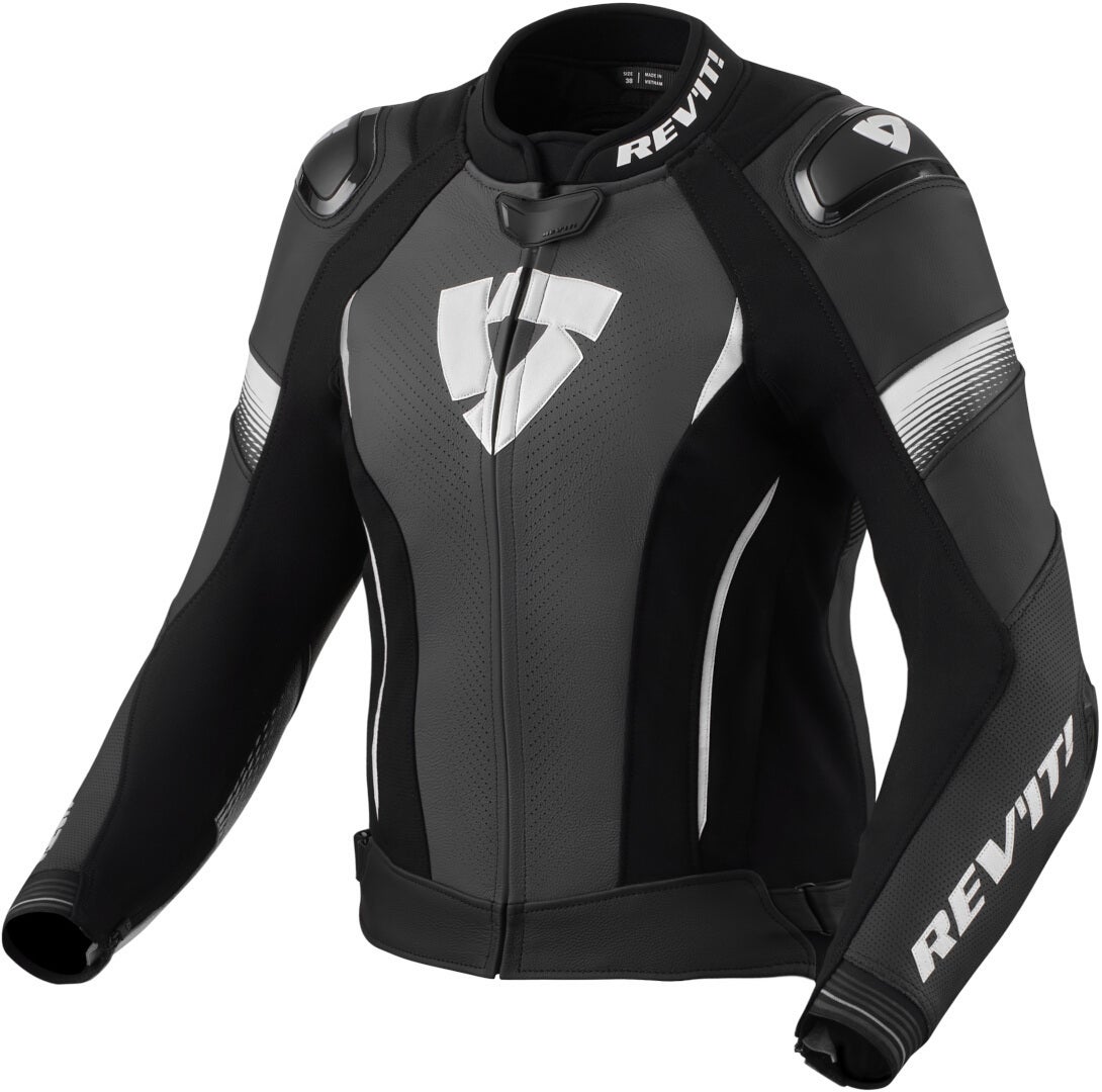 Revit Xena 4 Pro Ladies Motorcycle Leather Jacket black/white 46 Figure 1