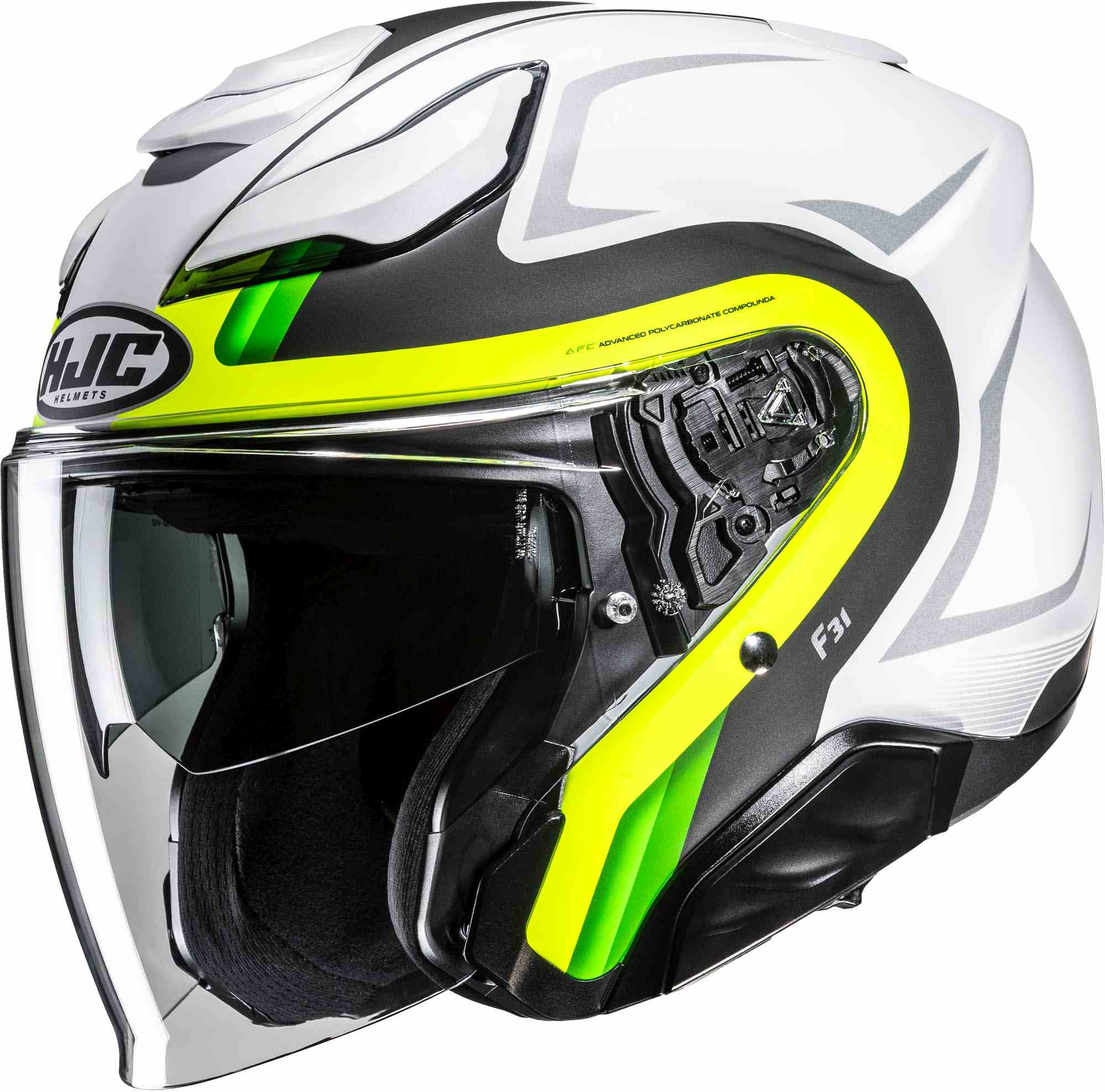 HJC F31 Bask Jet Helmet white/grey/yellow S (55/56) Figure 1