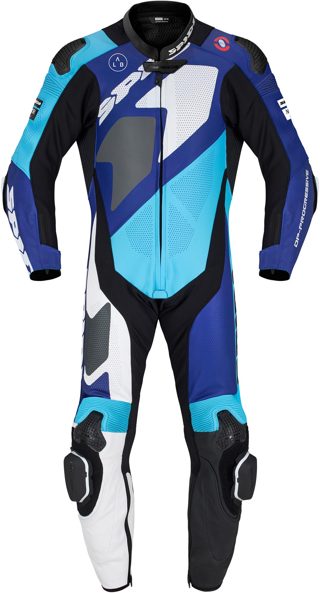 Spidi Gran Premio Pro geperforeerd eendelige motorfietsleren pak wit/blauw 48 Figuur 1