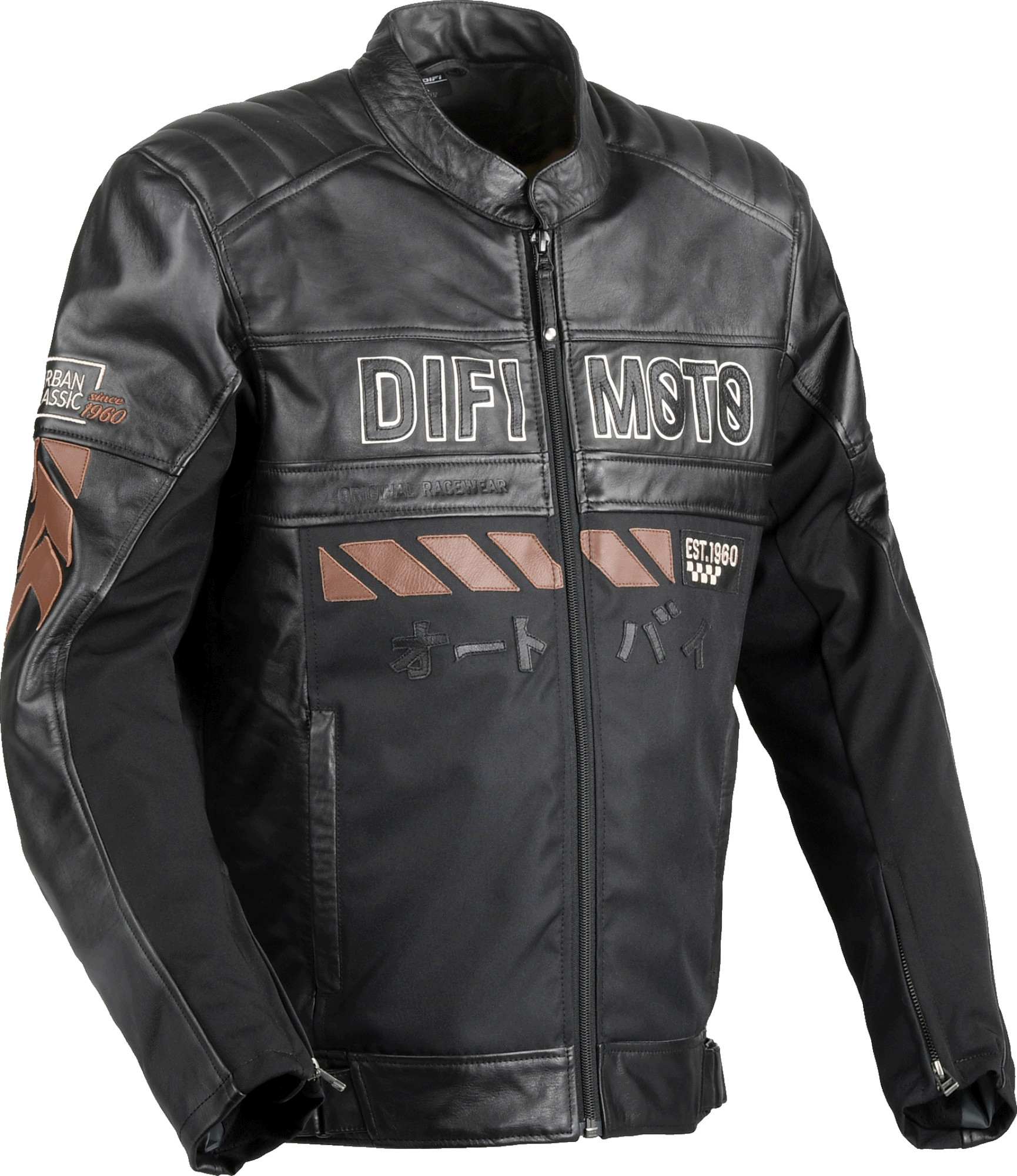 DIFI Iconic Motorrad Lederjacke schwarz/braun 58 Abbildung 1