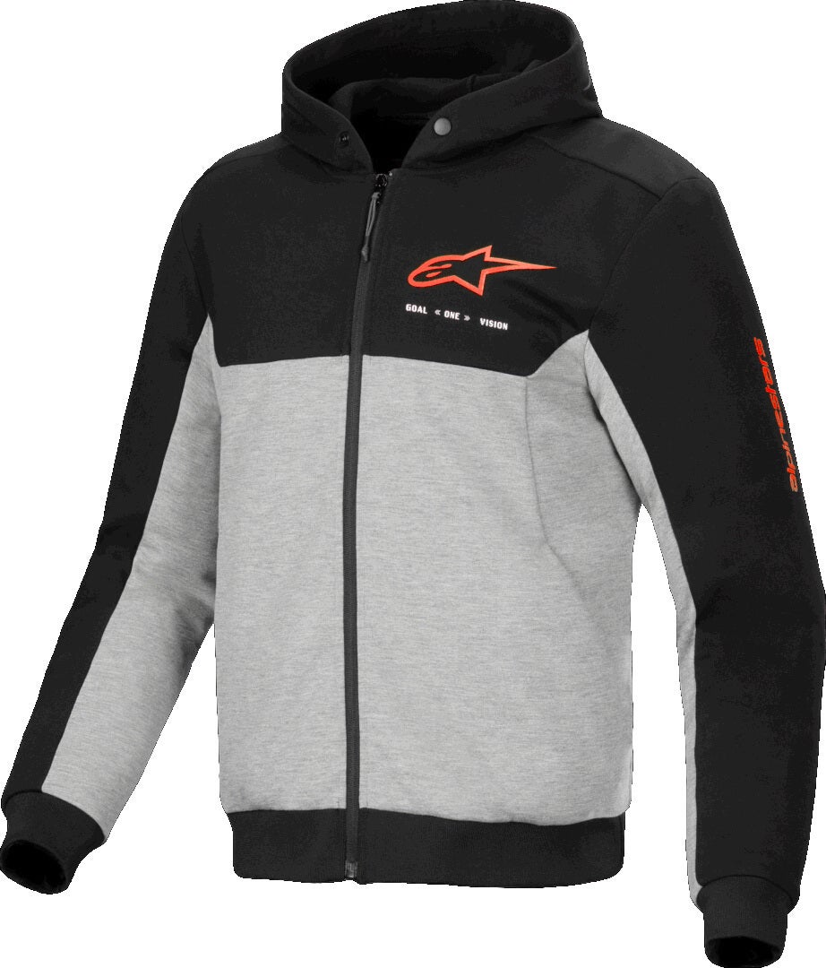 Alpinestars Men's Grey/Black/Red Chrome V2 Duo Sport Motorcycle Zip Hoodie