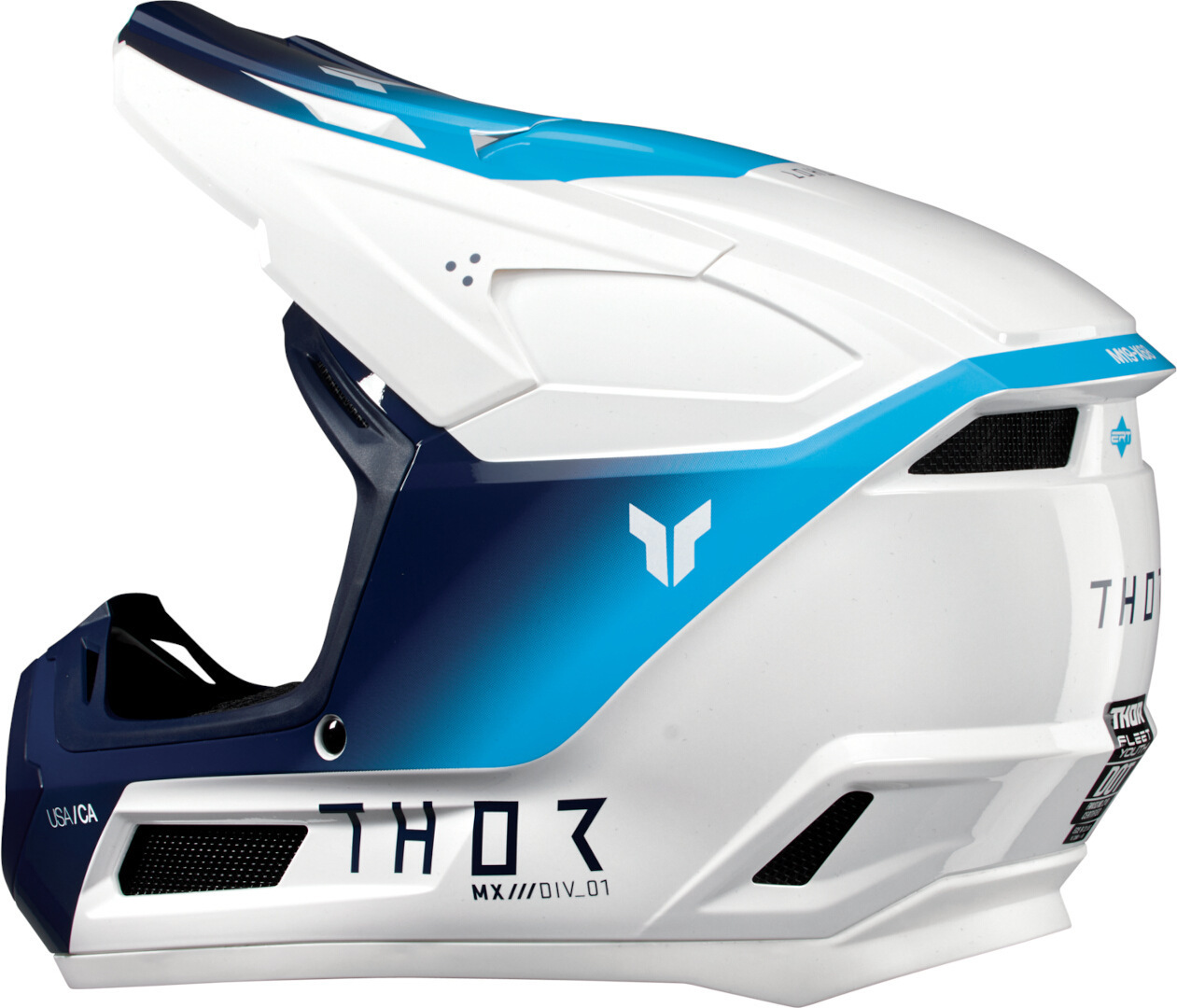 Thor Fleet Storm Cască de motocross pentru copii Alb/Albastru Y/M (50/51) Figura 4