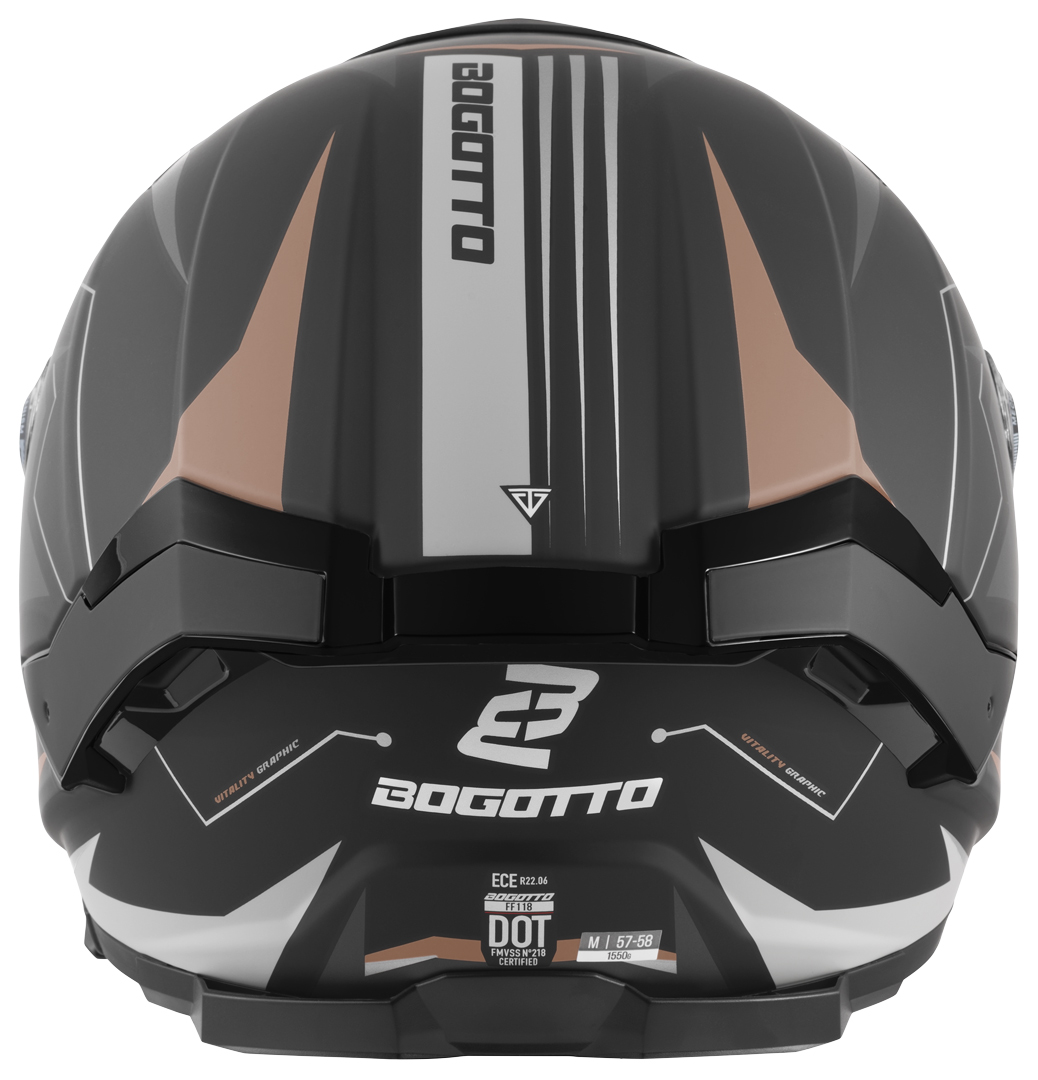 Bogotto FF118 Vilial Hjälm Svart matt/brun XS Figur 4