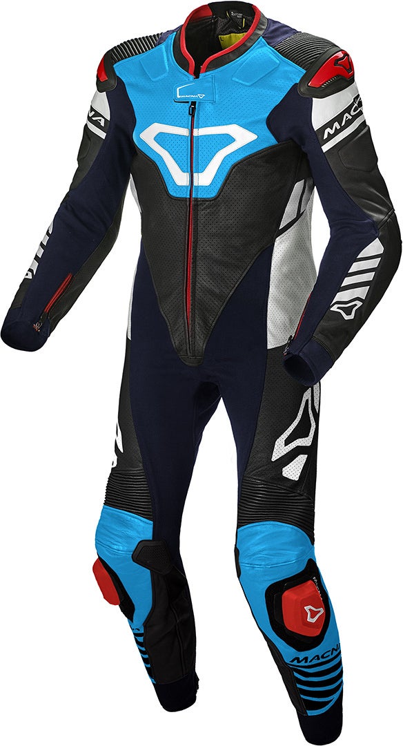 Macna Tracktix One Piece perforeret motorcykel læderdragt blå 48 Figur 1
