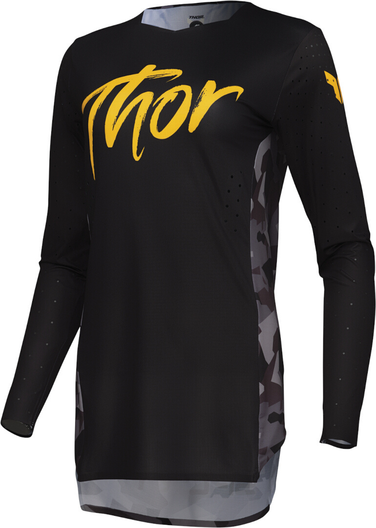Thor Sportmode Shadow Tricou feminin de motocross negru/gri/galben XS Figura 1