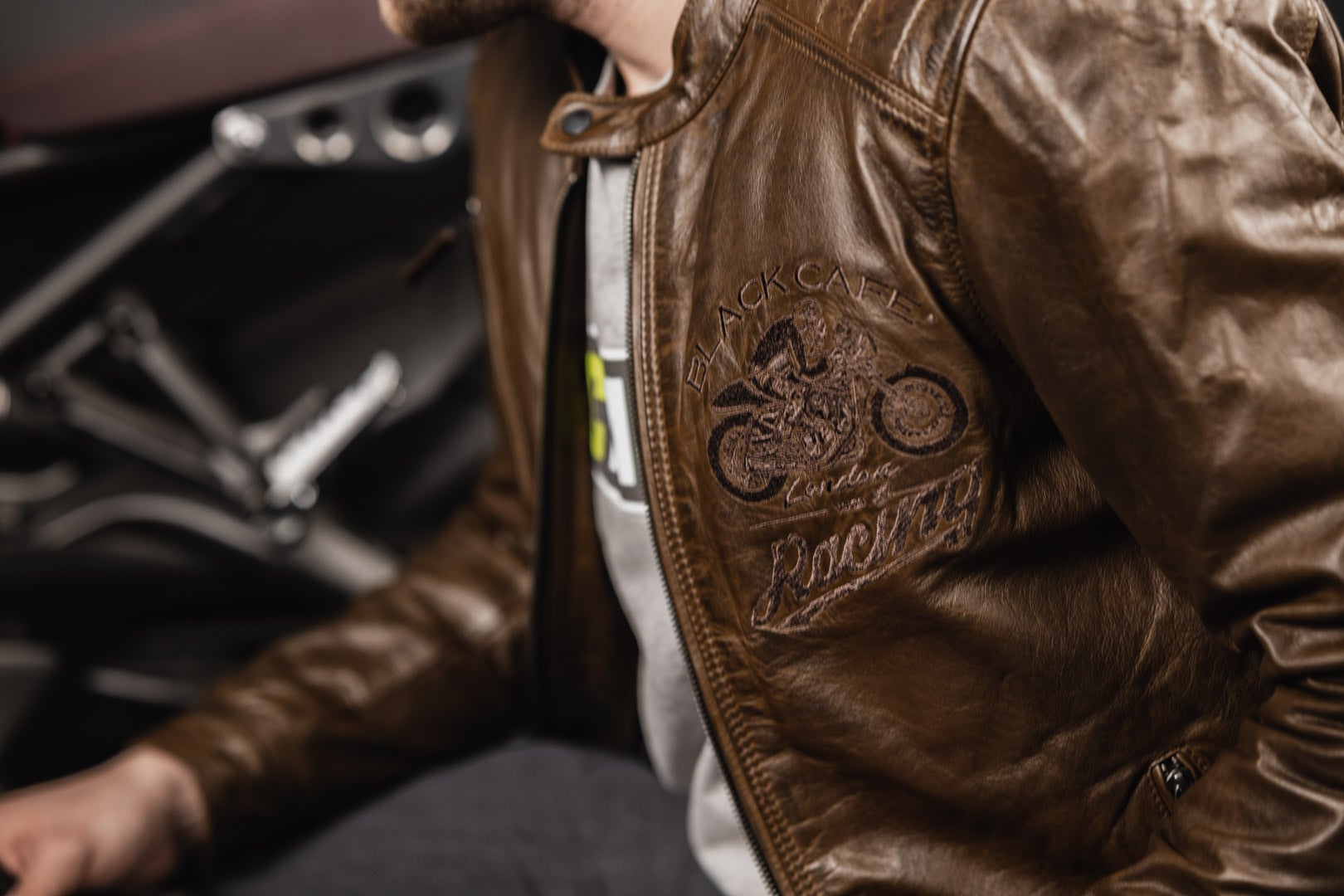 Black Cafe London Houston Motorrad Lederjacke 60 Abbildung 5