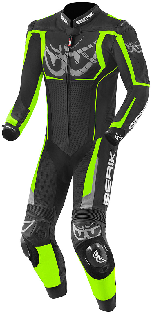 Berik NexG Costum de piele de motocicletă One Piece negru/galben 48 Figura 1
