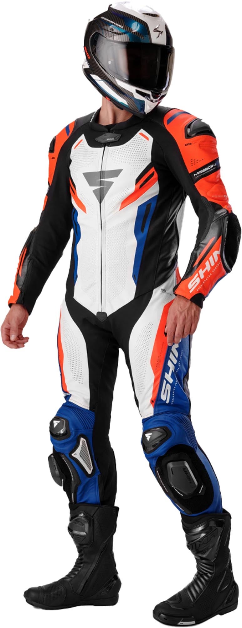 SHIMA Mission RS One Piece Motorcycle Leather Suit blue/white/red 50 Figure 3