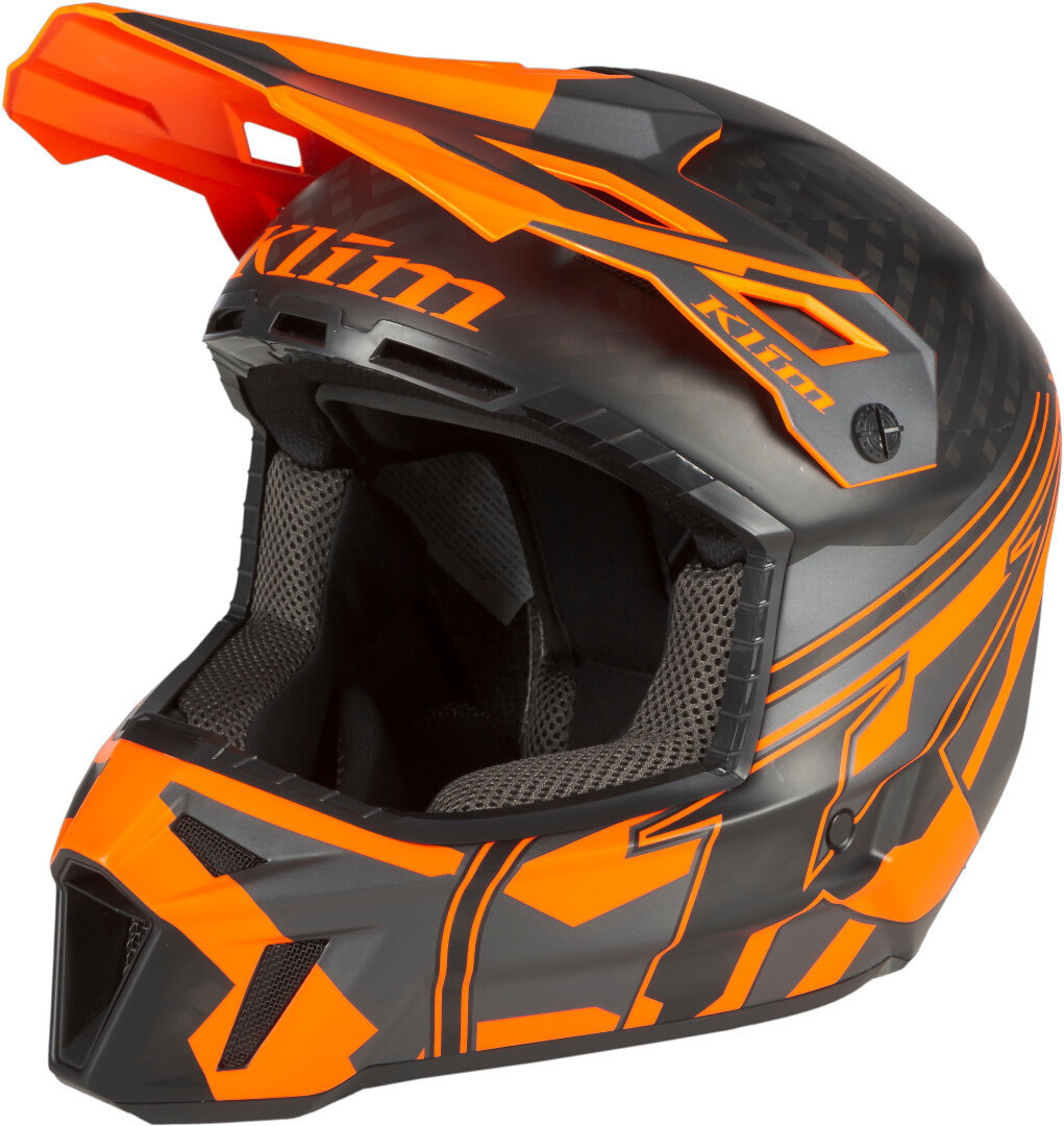 Klim F3 Carbon Pro Ascent Cască de snowmobil Negru mat/portocaliu S (54/55) Figura 1