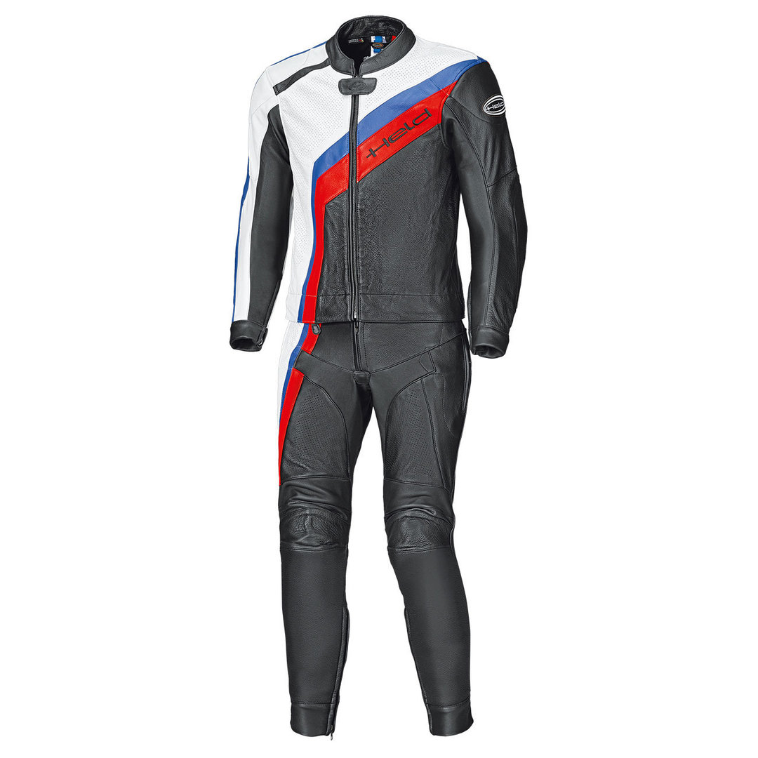 Held Medalist Two Piece Motorcycle Leather Suit black/white/red/blue 52 Figure 1
