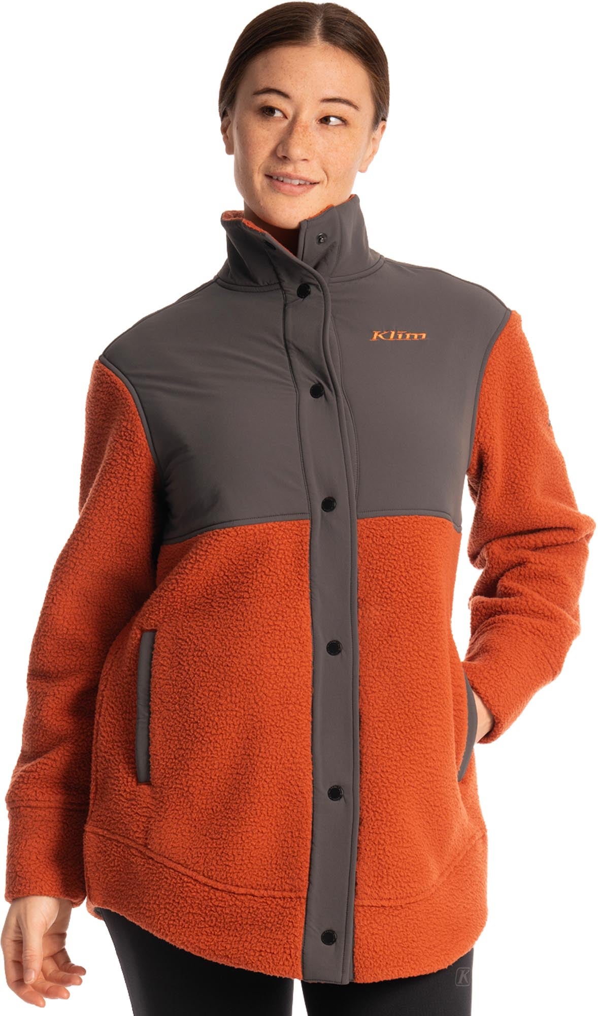 Klim High Pile Mountain Dames Fleece Jas oranje/grijs L Figuur 2