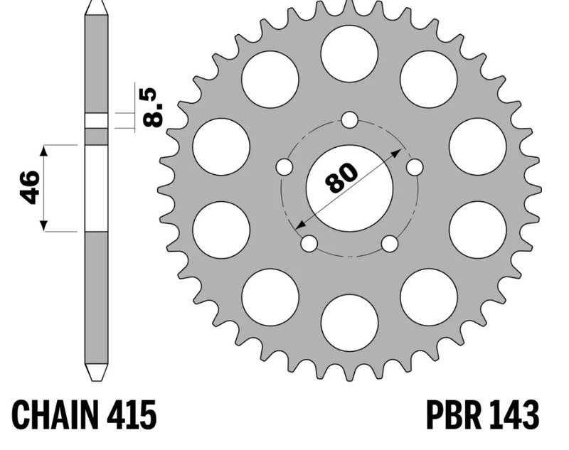 PBR Bakre kedjestålstandard - 415 Figur 1
