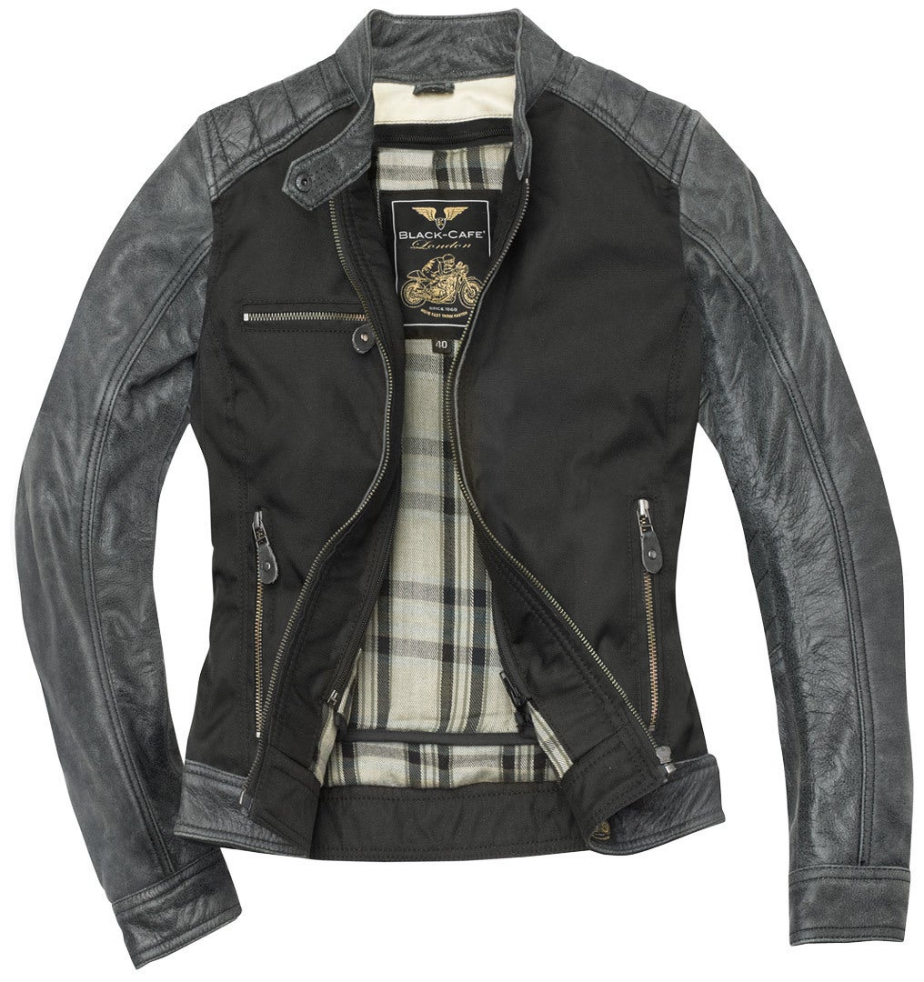 Black-Cafe London Johannesburg Dames Moto Cuir / Veste textile S Figure 2