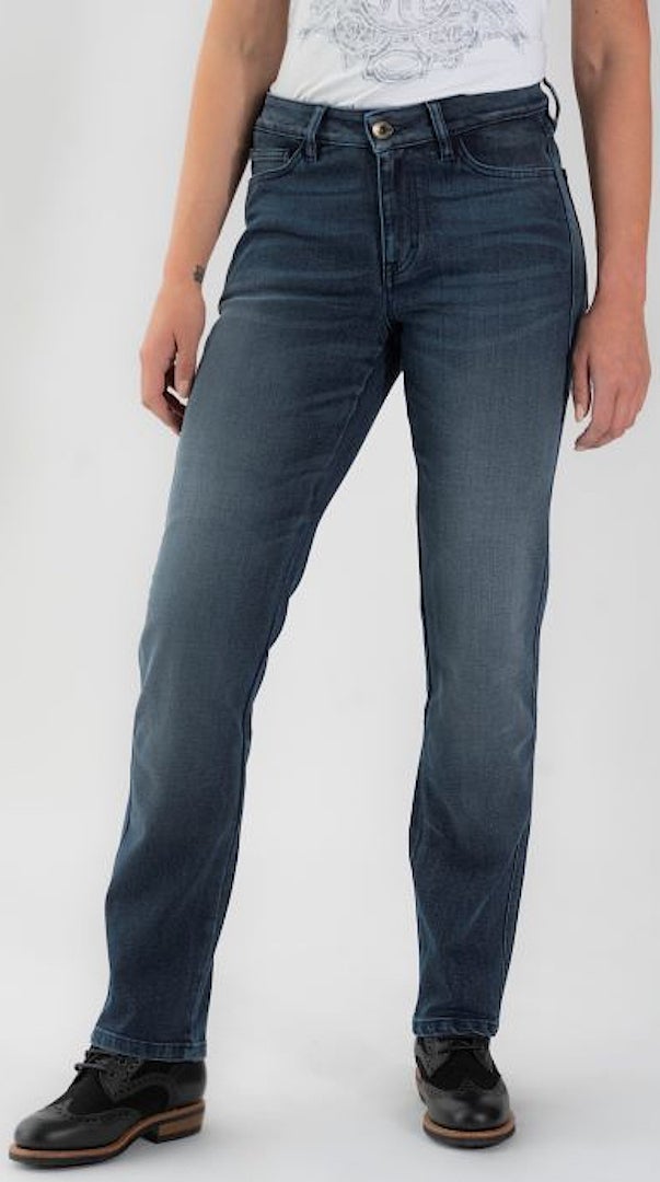 Rokker Tech Mid Straight Ladies Motorcycle Jeans dark blue Short 32 Figure 1