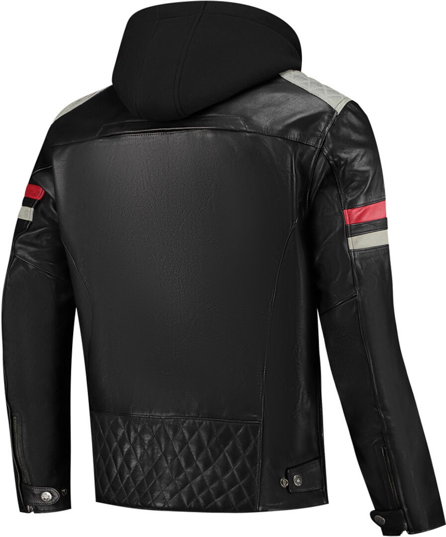 Rusty Stitches Jari Hooded V2 Motorrad Lederjacke schwarz/grau/rot 4XL Abbildung 2