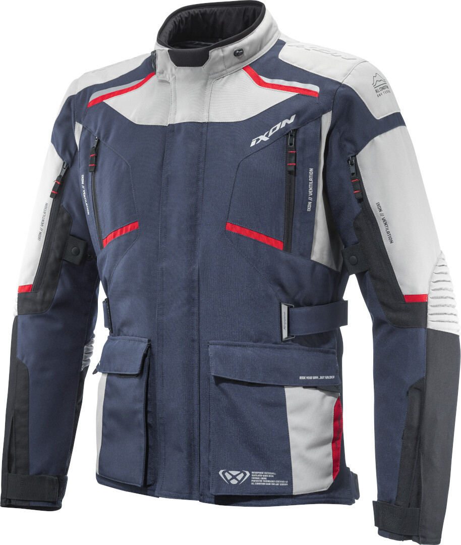 Ixon Midgard Waterproof Motorcycle Textile Jacket black/grey/blue L Figure 1