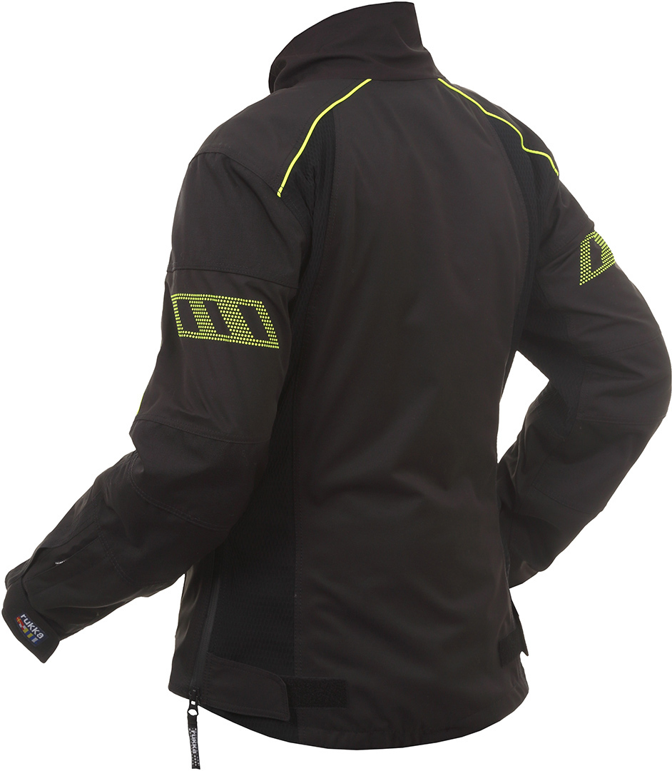 Rukka StretchDry Damer Motorcykel Tekstiljakke sort/gul 48 Figur 2