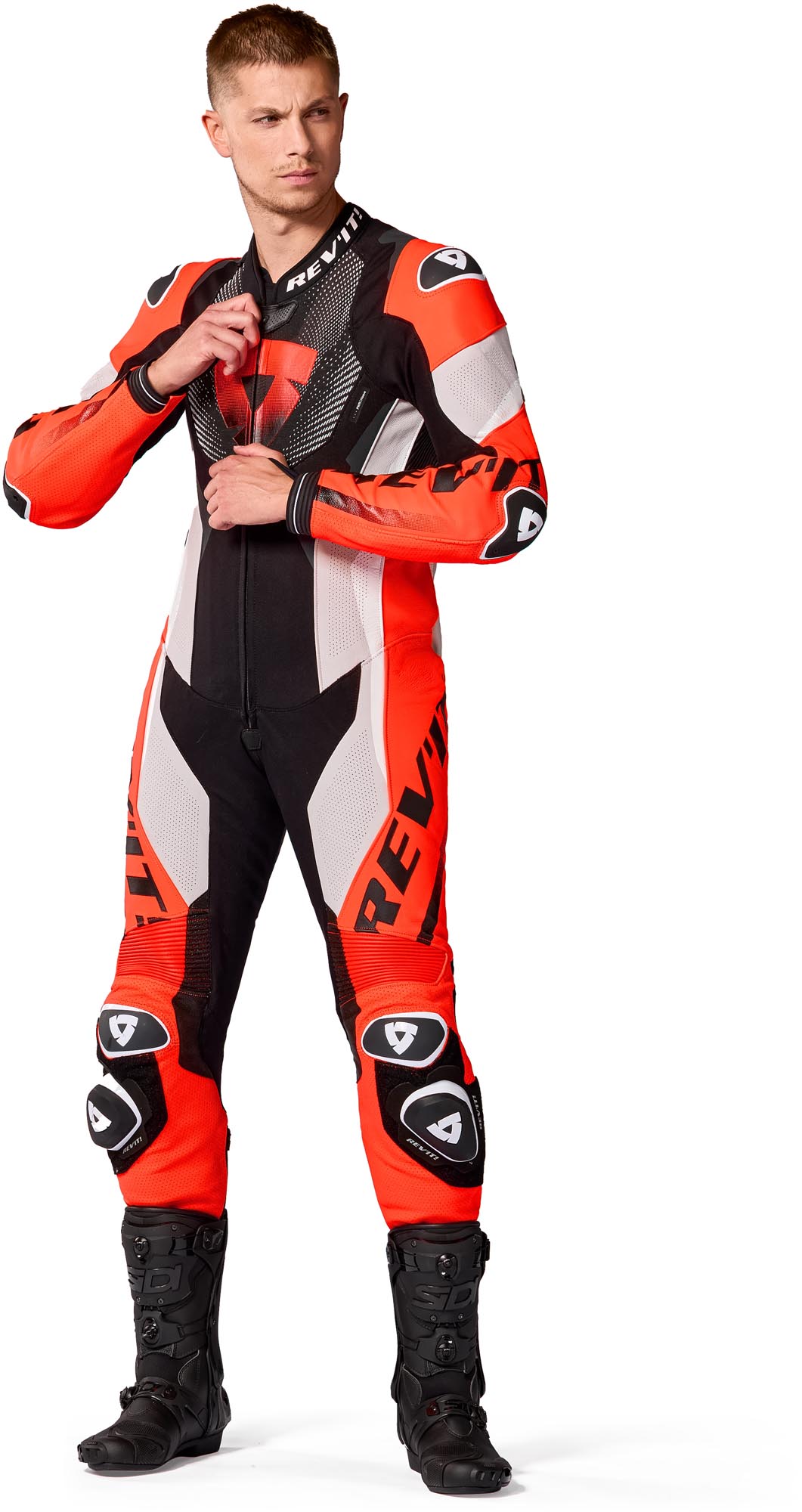 Revit Hyperspeed 3 perforierte 1-Teiler Motorrad Lederkombi hellgrau/rot 50 Abbildung 4