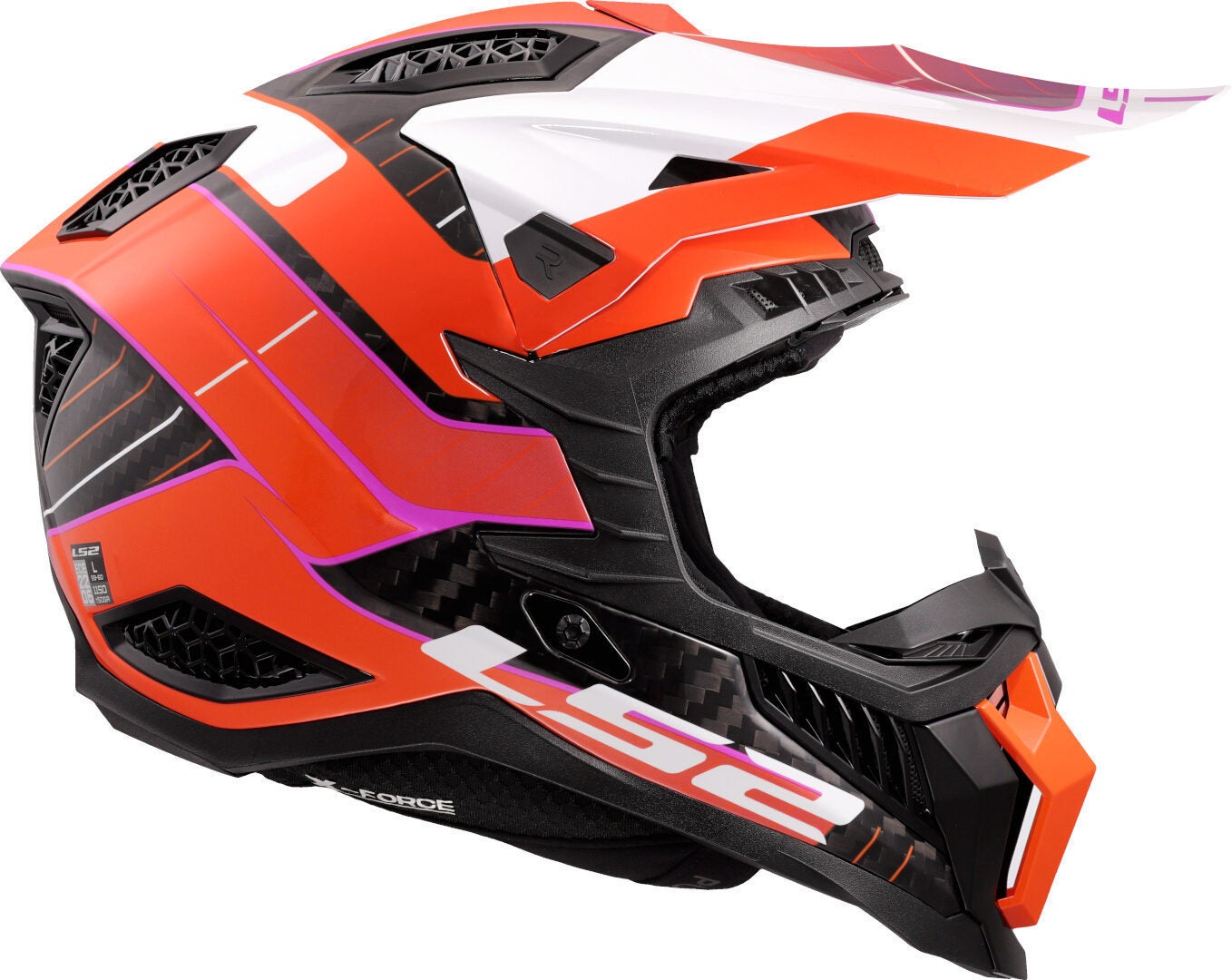 LS2 MX703 X-Force Galuo Carbon Casque de motocross Blanc/Orange M (57/58) Figure 6