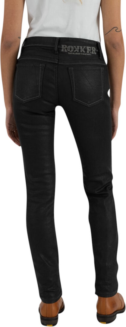 Rokker RT Mid Waist Slim Dame Motorcykel Jeans Sort 32/32 Figur 7