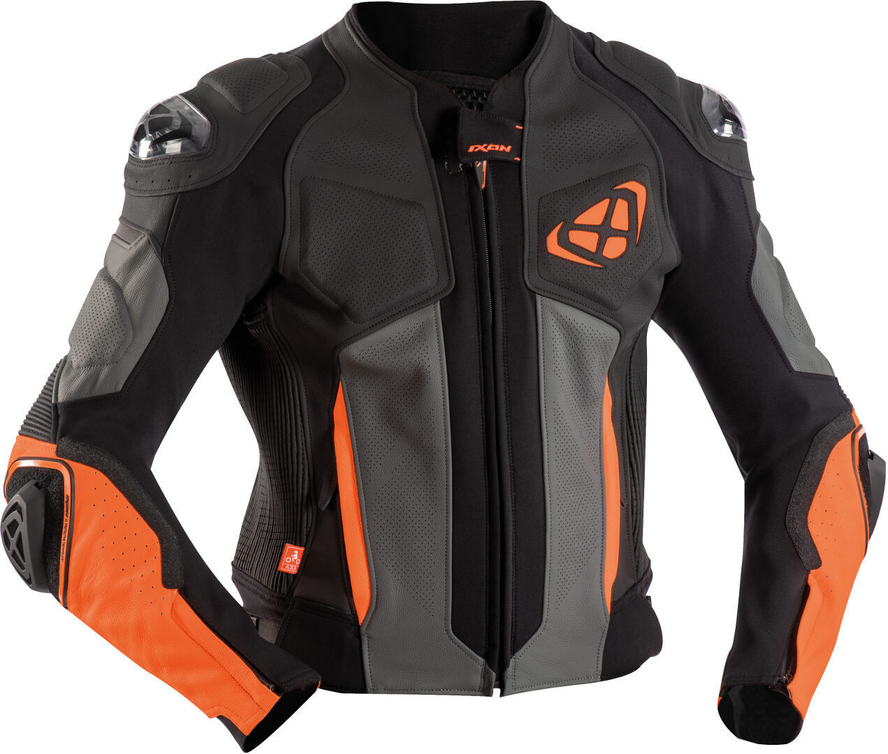 Ixon Vendetta Evo Motorrad Lederjacke schwarz/grau/orange 3XL Abbildung 1