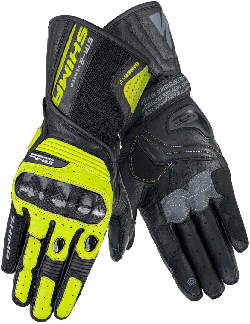 SHIMA STR-2 Vented perforerede motorcykelhandsker sort/gul L Figur 3
