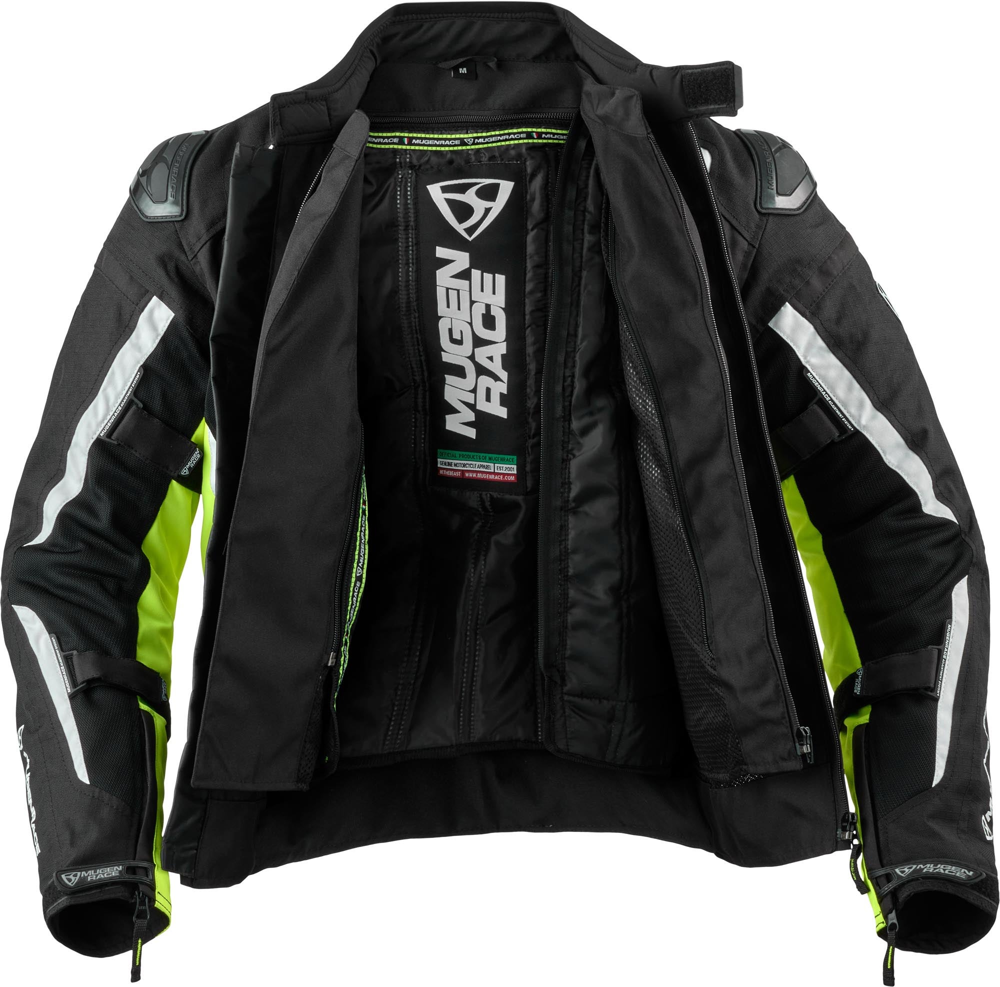 MUGENRACE Diavolo-1 waterproof Motorcycle Textile Jacket black/white/neon-yellow M Figure 5