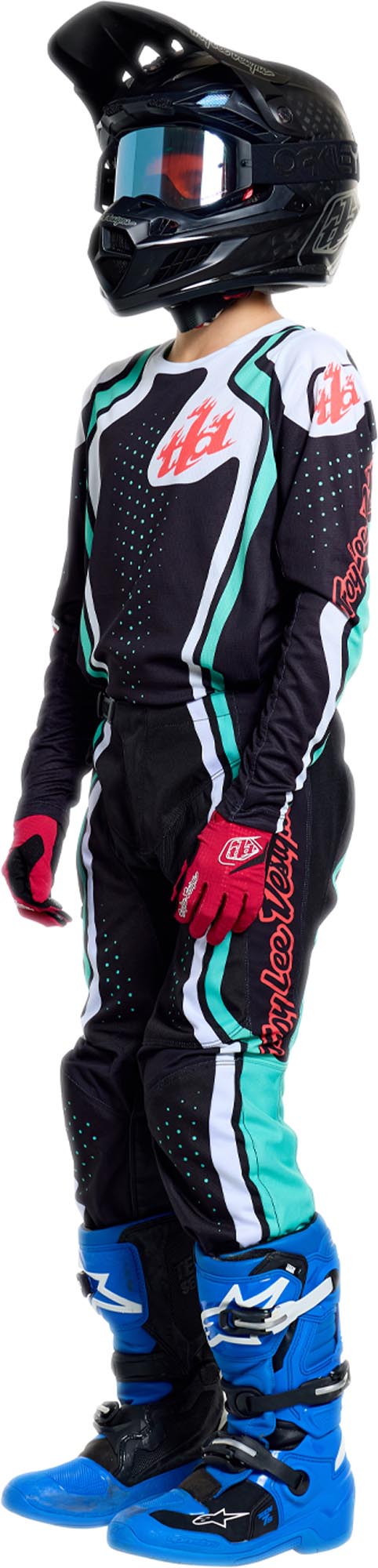 Troy Lee Designs GP Pro Roller Ungdoms motocrosstrøje Sort/turkis L Figur 4