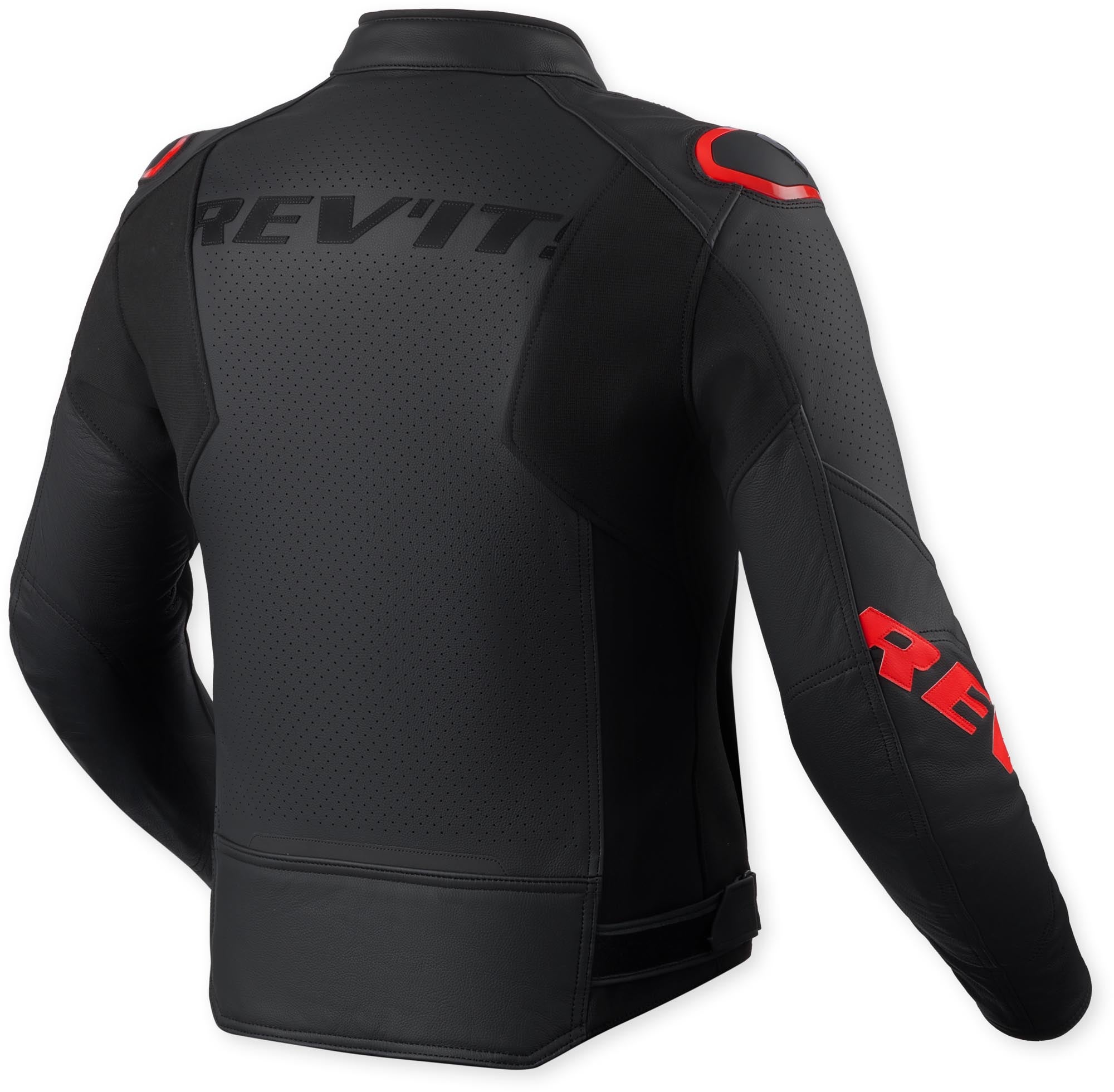 Revit Quadratic Logo перфорирано кожено яке за мотоциклет черно/неоново червено 50 Фигура 2