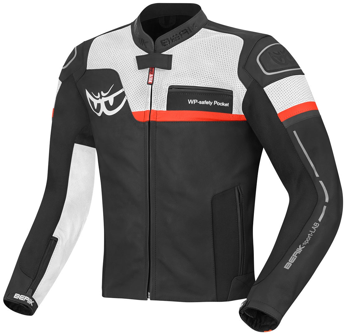 Berik Sportivo Motorcycle Leather Jacket black/white/red 56 Figure 1