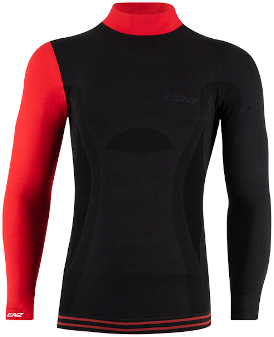 Lenz 6.0 Merino Turtle Neck Cămașă cu mânecă lungă Negru/Roșu L Figura 1