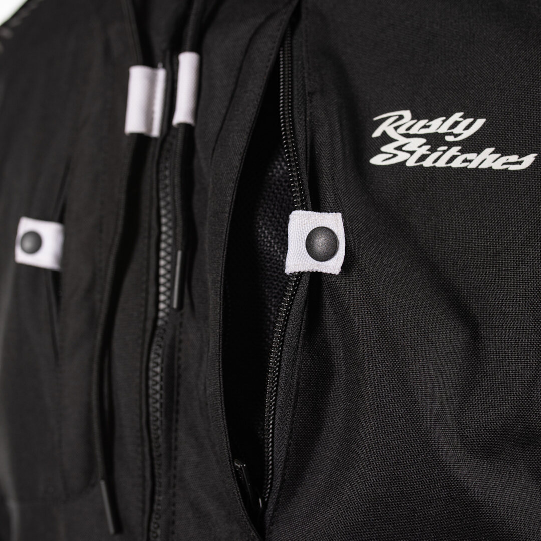 Rusty Stitches Dylan Veste textile imperméable à l’eau pour moto Noir/Blanc L Figure 4