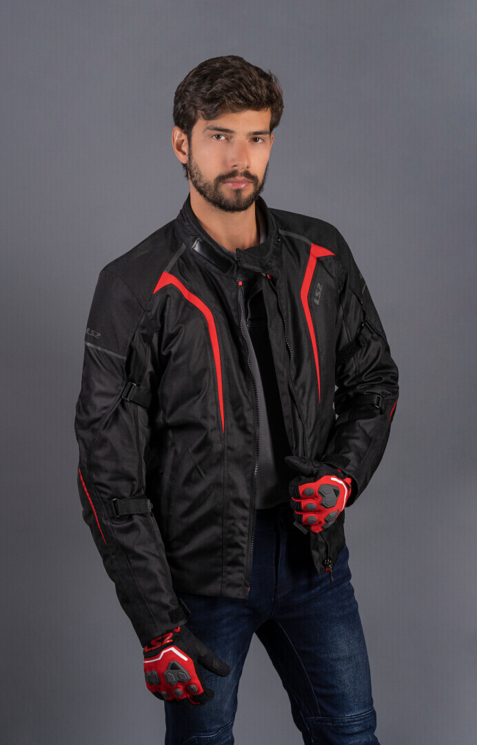 LS2 Sepang waterproof Motorcycle Textile Jacket black/grey/red 5XL Figure 8