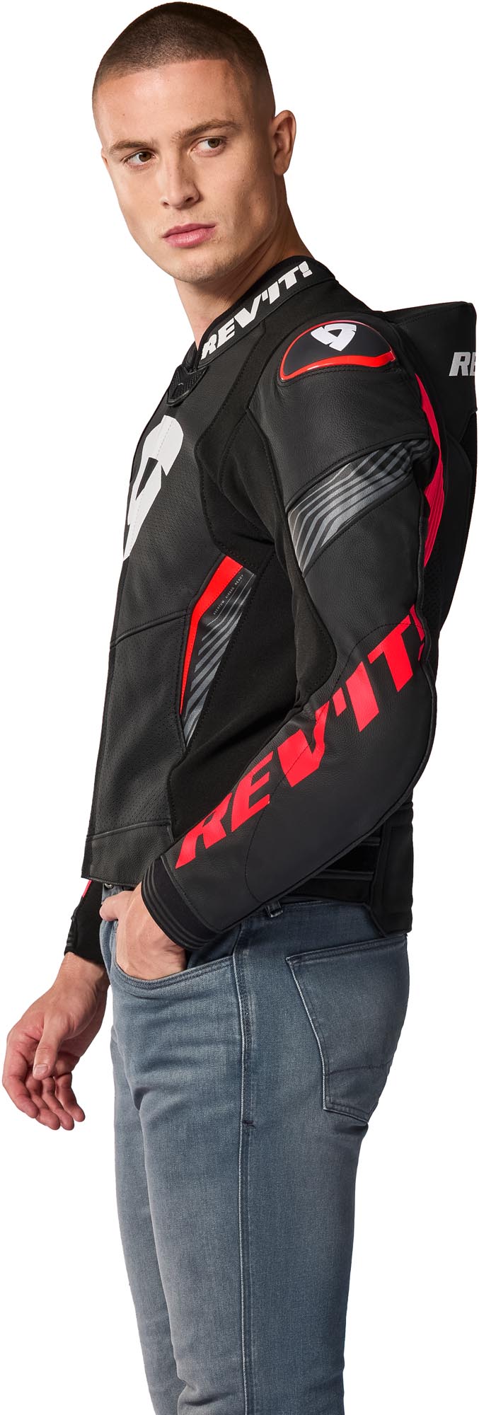 Revit Argon 3 Pro perforated Motorcycle Leather Jacket black/neon-red 52 Figure 5