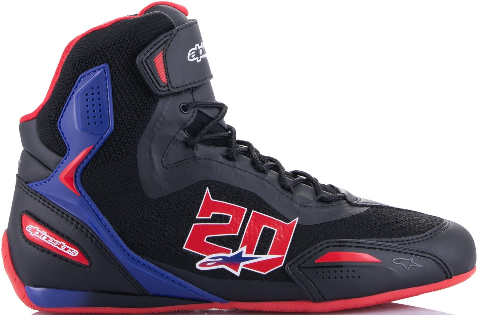 Alpinestars FQ20 Faster 3 Rideknit Motorcykel sko sort/rød/blå 11,5 Figur 1