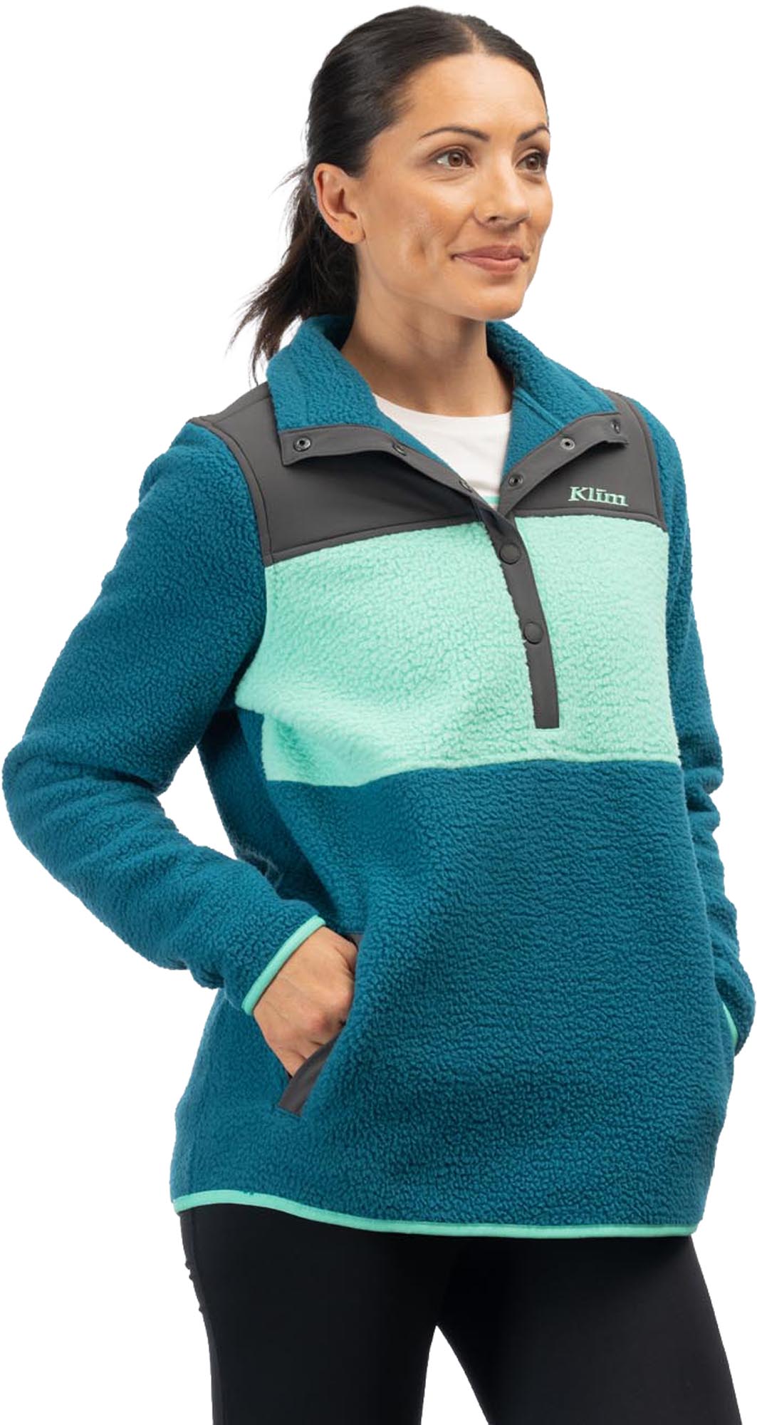 Klim High Pile Mountain Damen Fleece Pullover grün/blau L Abbildung 1