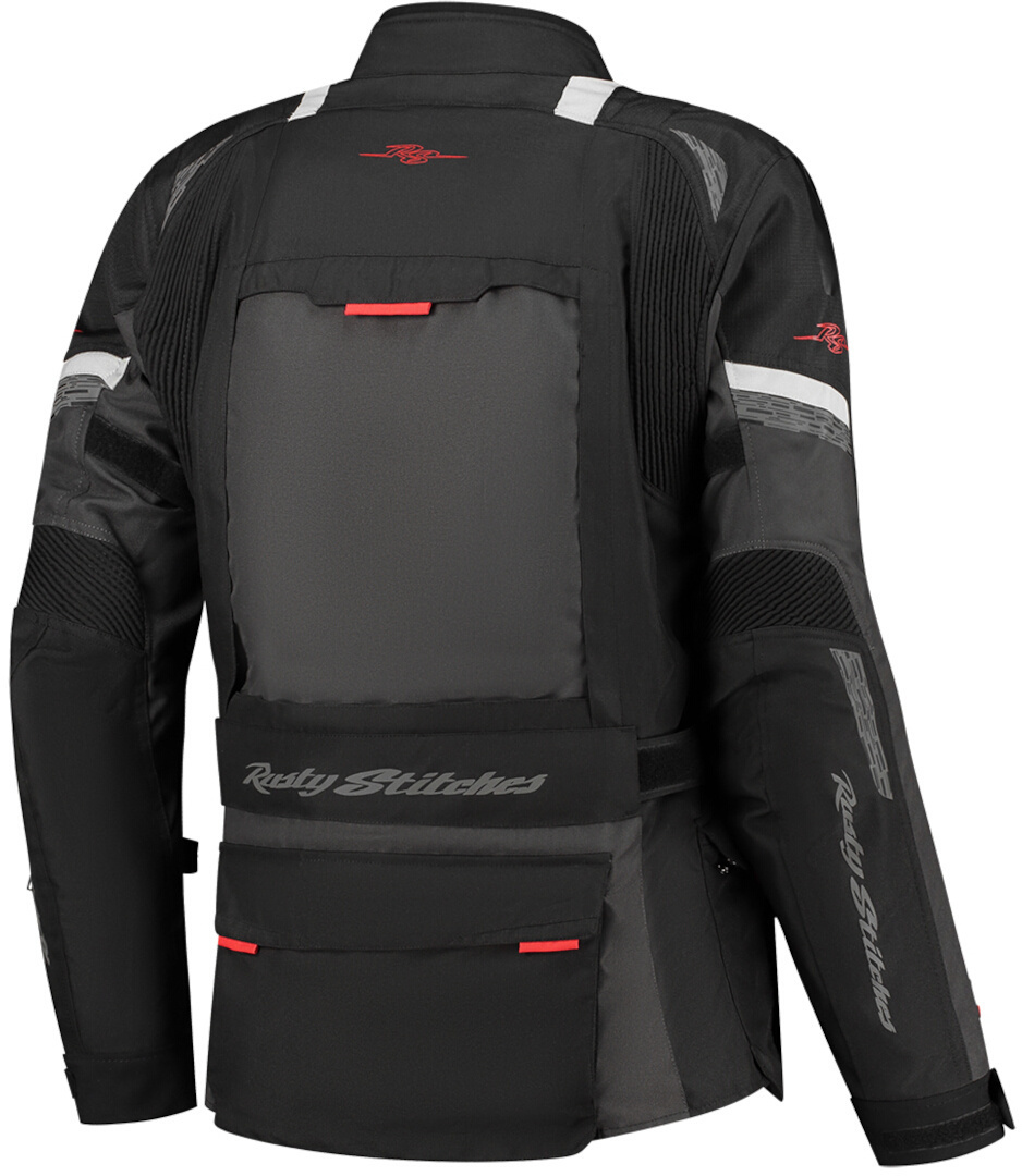 Rusty Stitches Cliff Wasserdichte Motorrad Textiljacke schwarz/grau/rot 4XL Abbildung 2