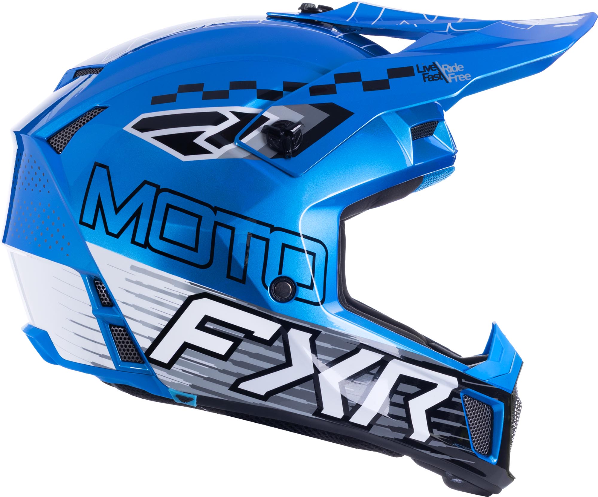 FXR Clutch Race Div Motokrosová přilba modrá/černá/bílá XL Obrázek 3