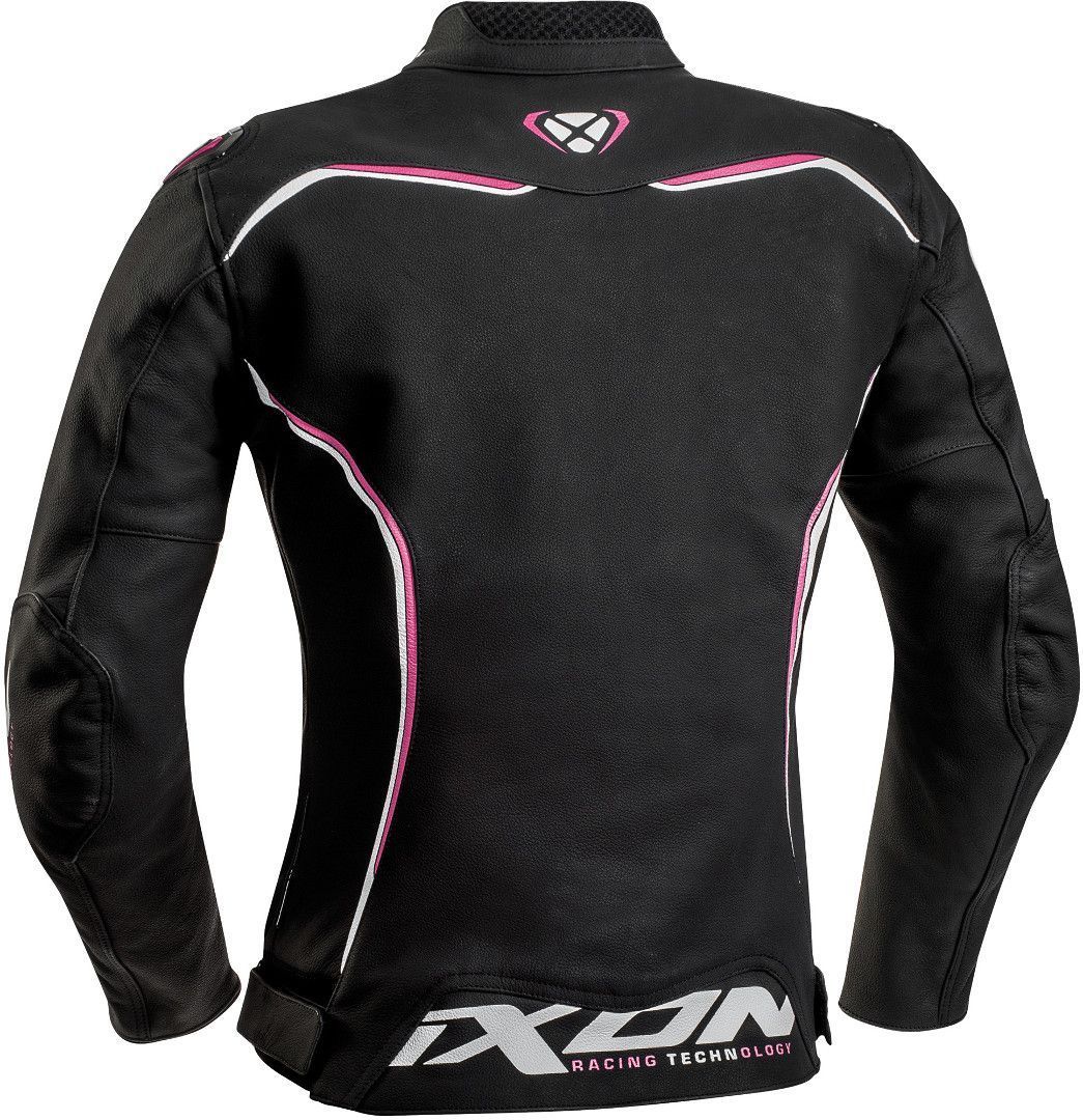Ixon Trinity Jaqueta de couro da motocicleta das senhoras preto/branco/rosa L Figura 2
