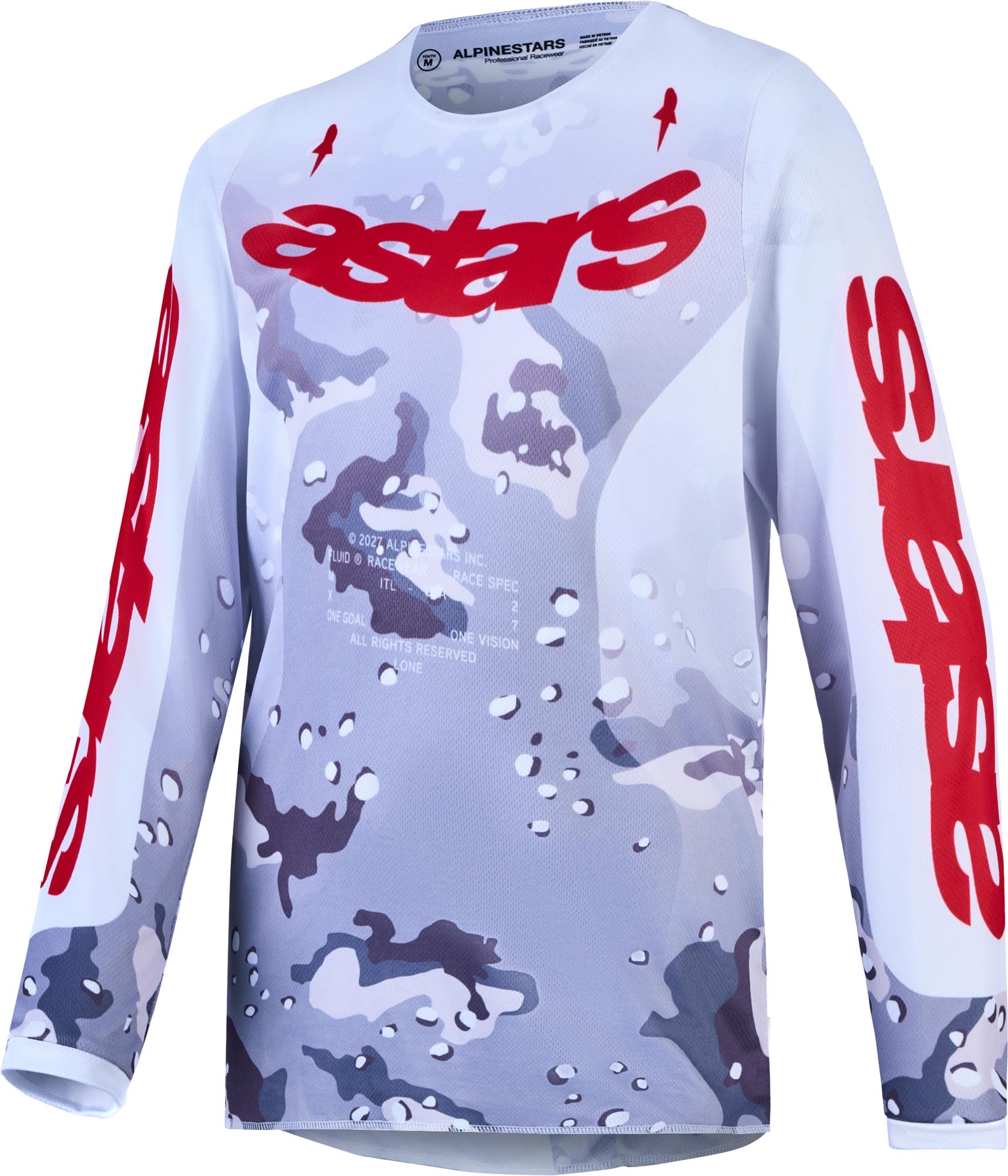 Alpinestars Fluid Lone ユースモトクロスジャージ グレー/ホワイト/レッド L 図1