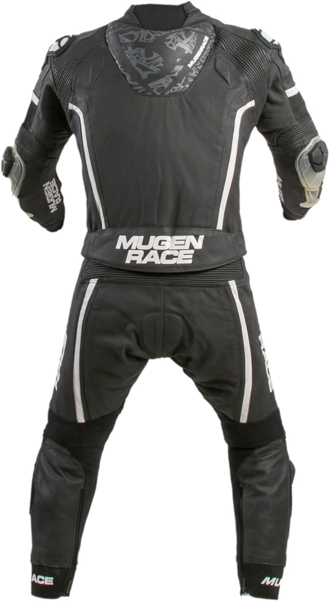 MUGENRACE RC-Viale Due perforerad 2-delad motorcykel läderdräkt svart/vitt 46 Figur 2