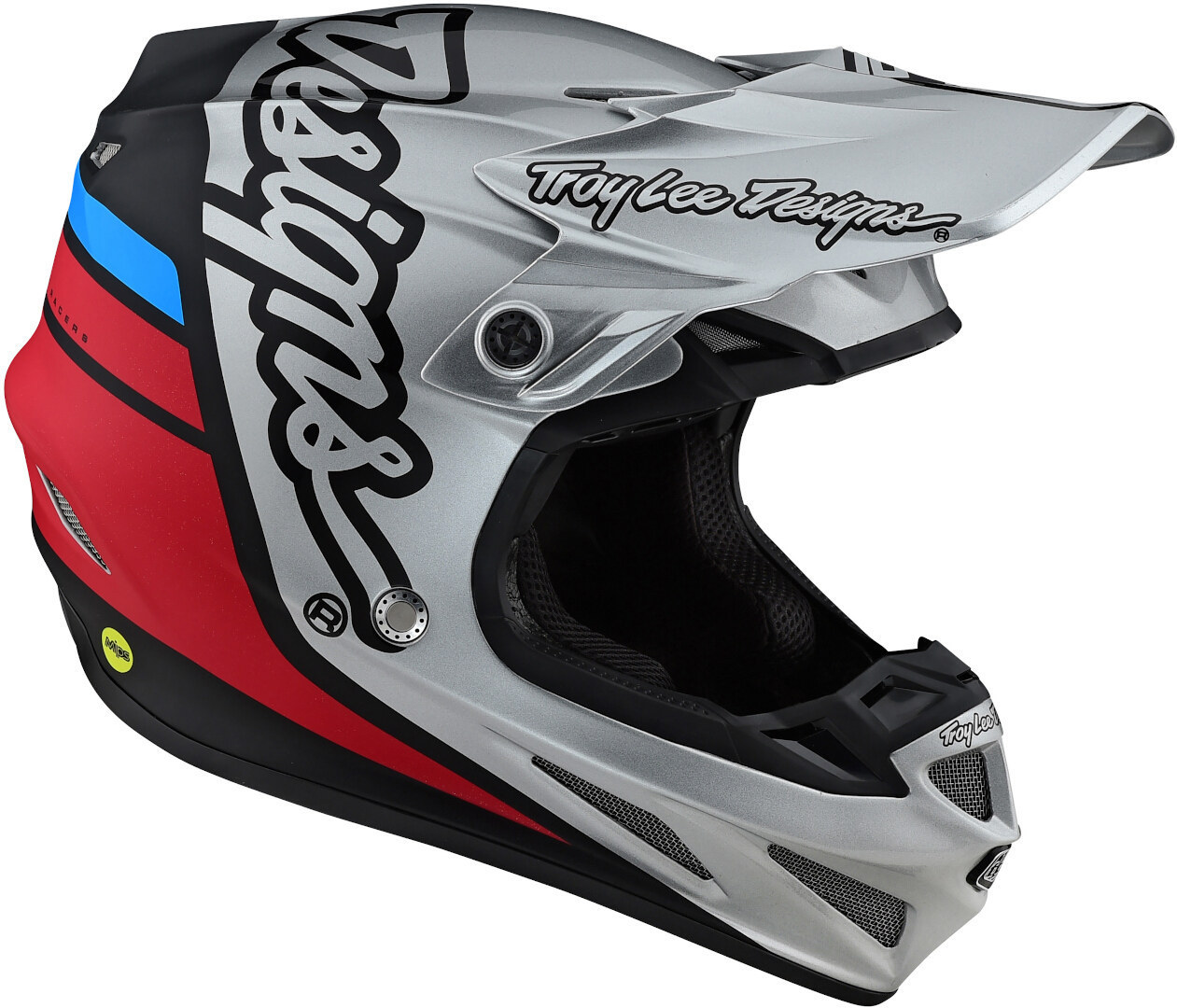 Troy Lee Designs SE4 Silhouette MIPS Casco Motocross nero/argento/rosso S Figura 3