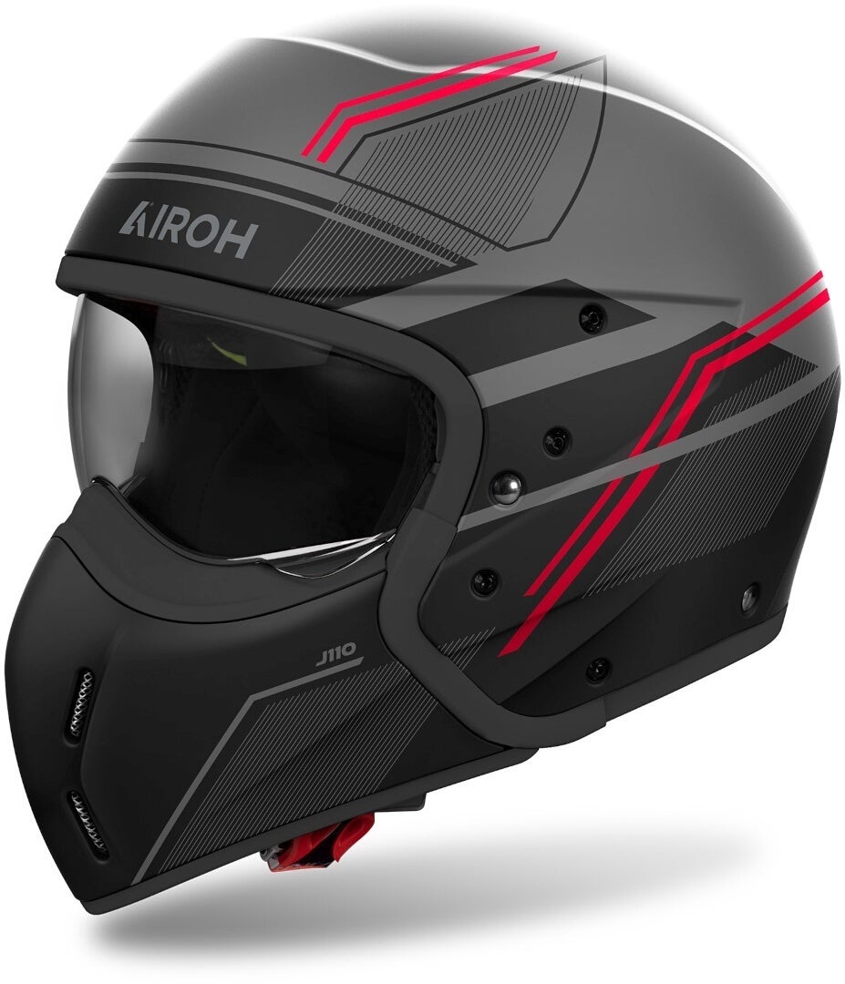 Airoh J 110 Slim Hjelm sort mat/grå/rød S (55/56) Figur 1