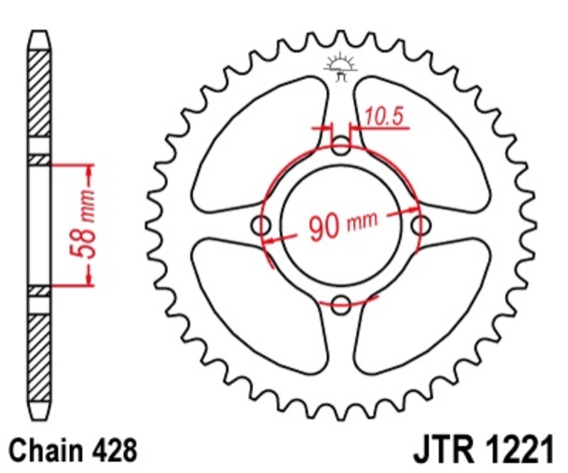 JT-DRIVHJUL Standard stålkrona 1221 - 428 Figur 2