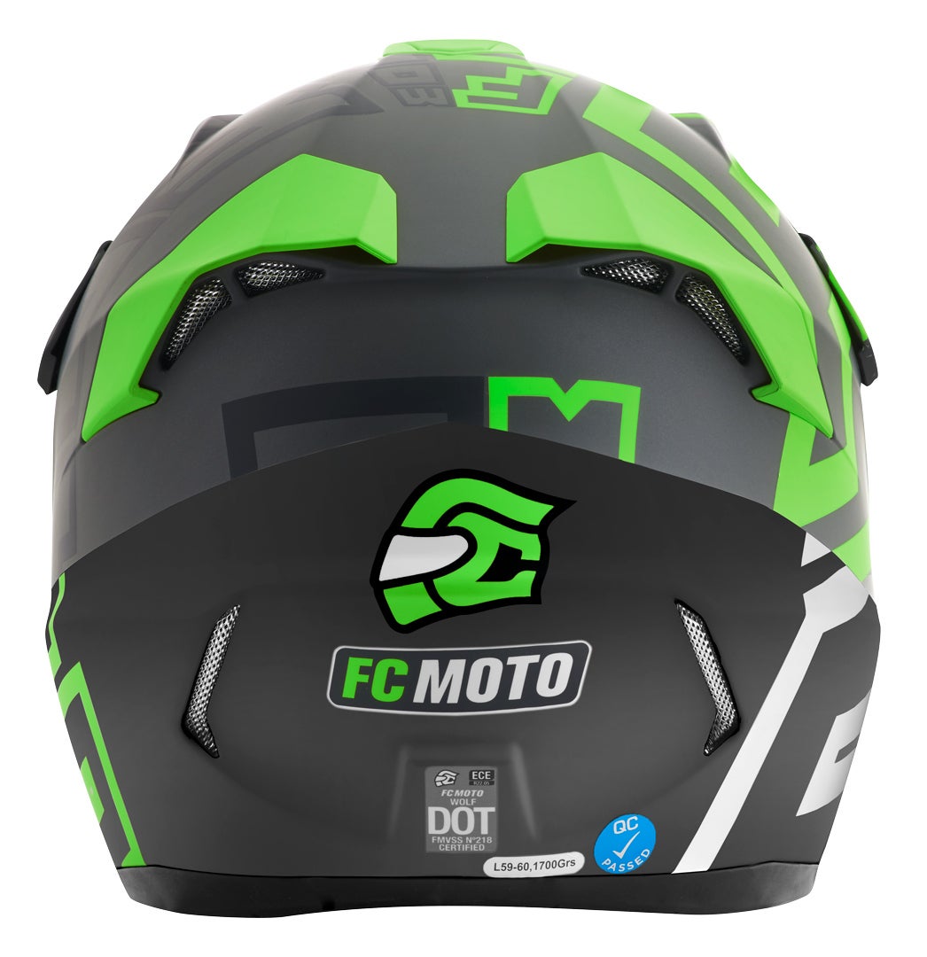 FC-Moto Merkur Flex Motocross hjelm sort/grå/grøn S Figur 8