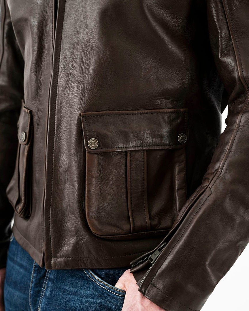 Rokker Goodwood Jaqueta de couro de motocicleta marrom L Figura 9