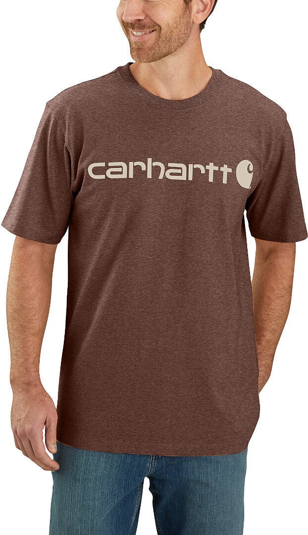 Carhartt EMEA Core Logo Workwear Short Sleeve Triko hnědobílá XL Obrázek 3