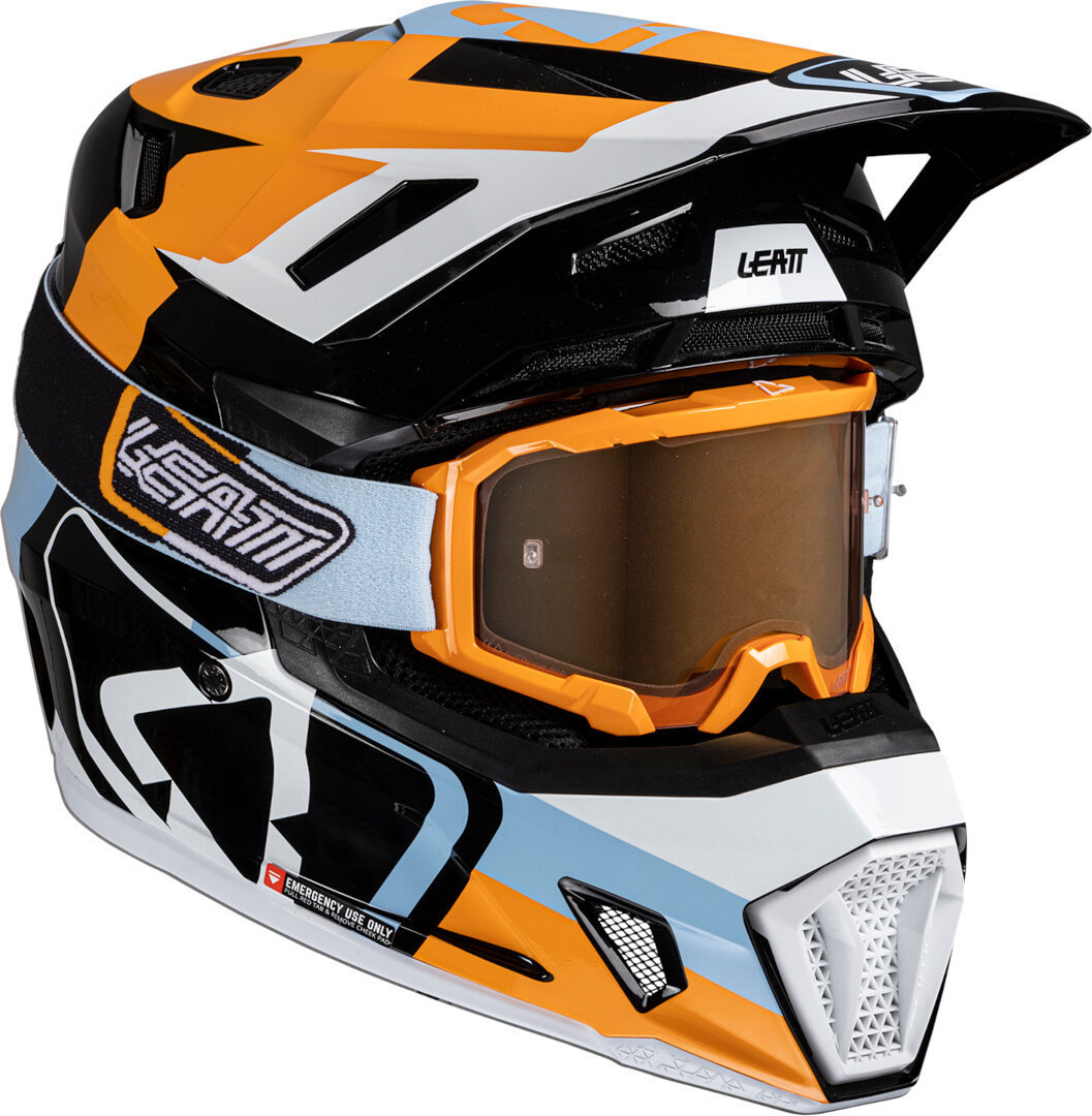 Leatt 7.5 Patch Cască de motocross cu ochelari de protecție Negru/Portocaliu/Alb S (55/56) Figura 1