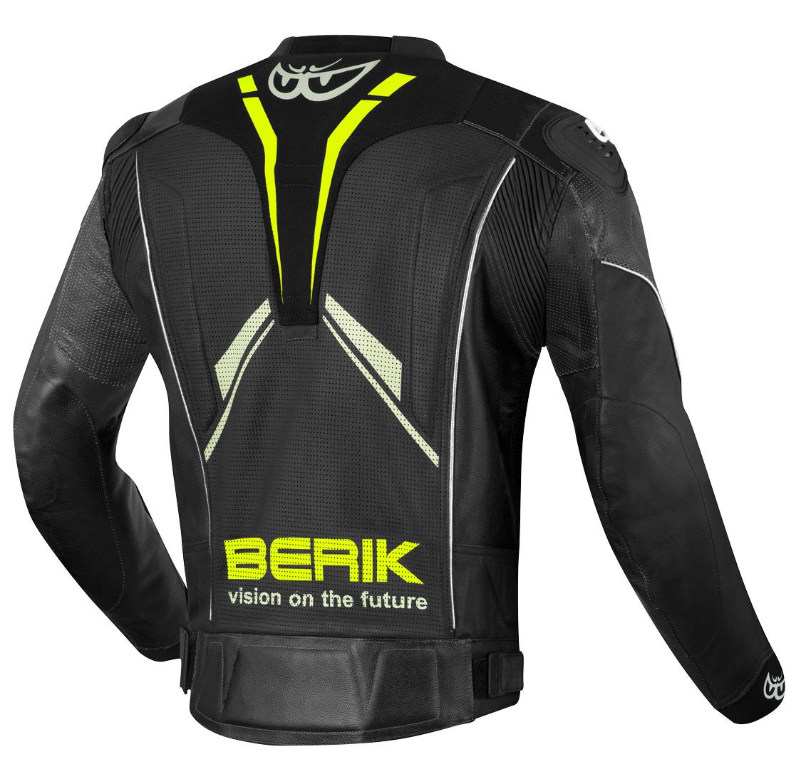 Berik Street Pro Evo Motorcycle Leather Jacket black/grey/yellow 58 Figure 2
