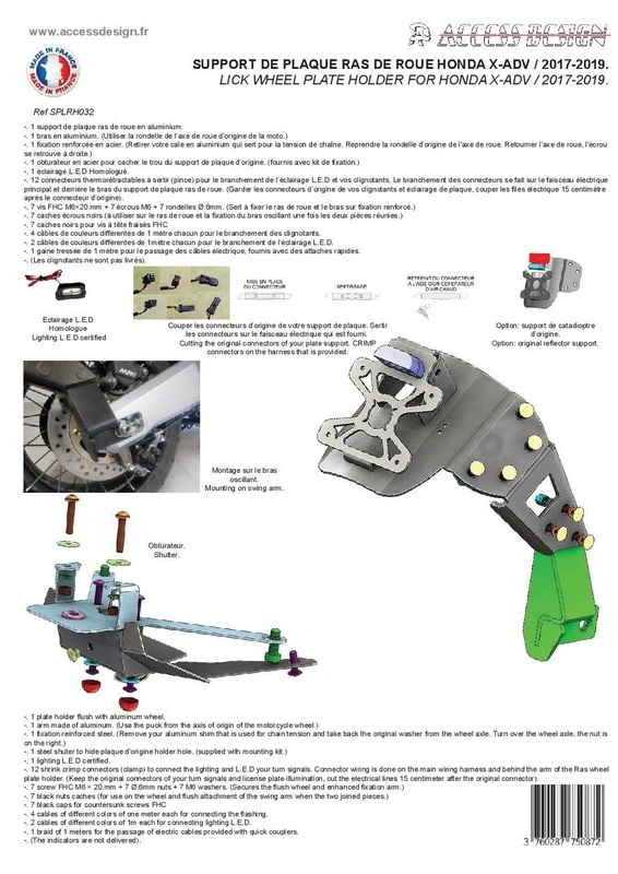 Design de acces Suportul plăcuței de înmatriculare Honda X-ADV neagră "Wheel Mountted" Deținătorul plăcuței de înmatriculare Figura 3